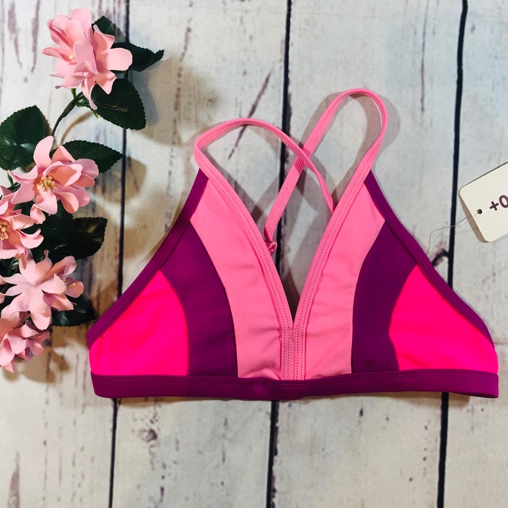 Girls size 7/8 bikini top only bright pink
